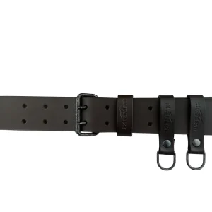 Läderbälte dubbeldorn, 50 mm med dangler - Edvardson