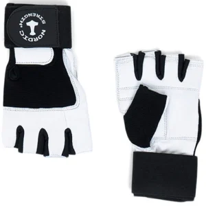 Träningshandskar med dubbel stängning i svart/vitt från Nordic Strength