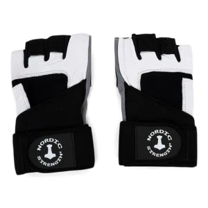 Träningshandskar med handledsstöd i svart/vitt från Nordic Strength