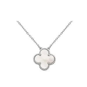 Dina Fyrklöver Halsband Silver/Vit