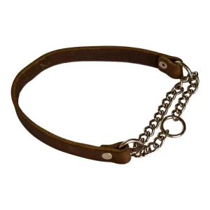 Hundhalsband, halvstryp i läder, 18 mm