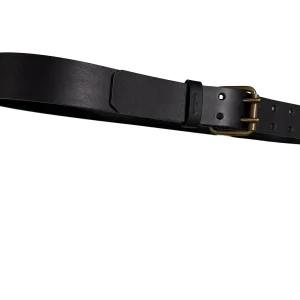 Svart läderbälte dubbeldorn 39 mm - Edvardson