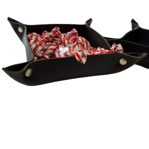 Dekorativ skål i läder - dekorskål - vackert läderfat