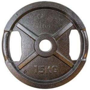 Viktskiva svart metall med grepp 15 kg (50mm)