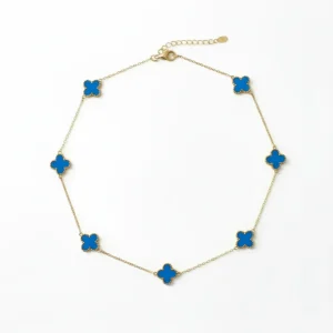 Azzurra  fyrklöver halsband  7 klöver Blå