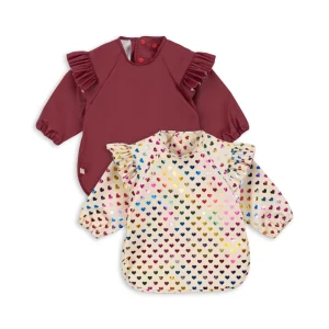 2 PACK GLITTER DINNER BIB – coeur glitter/sangria