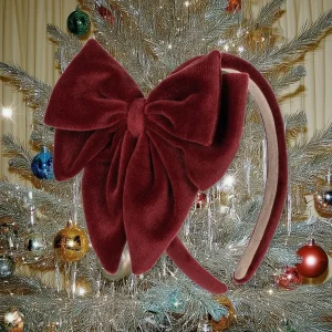 VELVET BOWIE HAIRBRACE BIG – Red dahlia